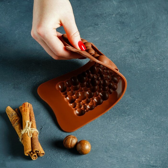 Форма силиконовая для шоколада Доляна «Воздушный», 21×10,1×1 см, цвет шоколадный - фотография № 8