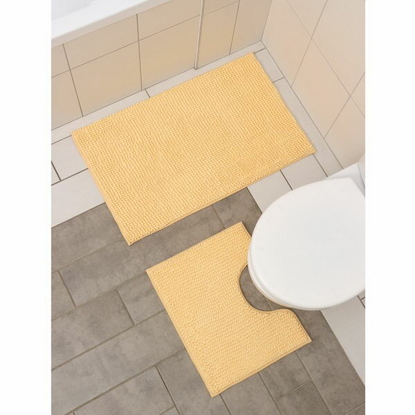 Набор ковриков для ванной и туалета "Букли", 2 шт: 40x50, 50x80 см цвет бежевый