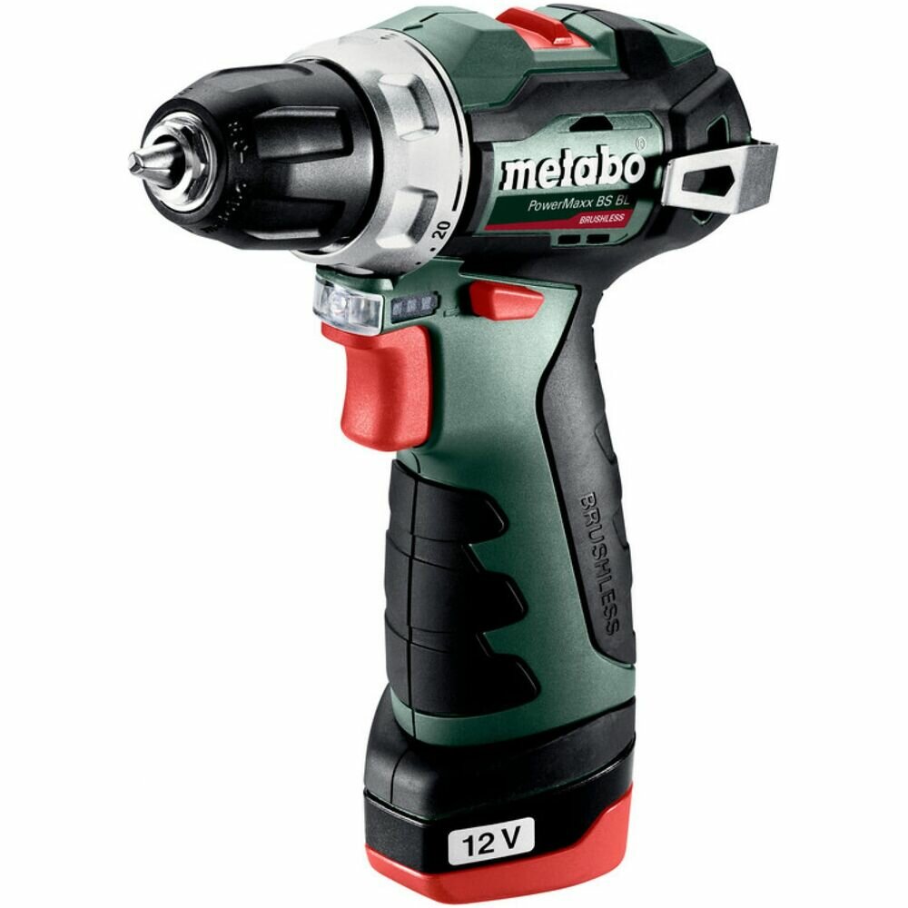 Аккумуляторная дрель-шуруповерт Metabo PowerMaxx BS BL 12В Li-Ion 2.0Ач х 2, кейс 601721500