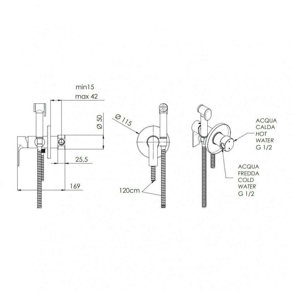 Гигиенический душ Remer Energy EY65W со смесителем, хром - фотография № 2