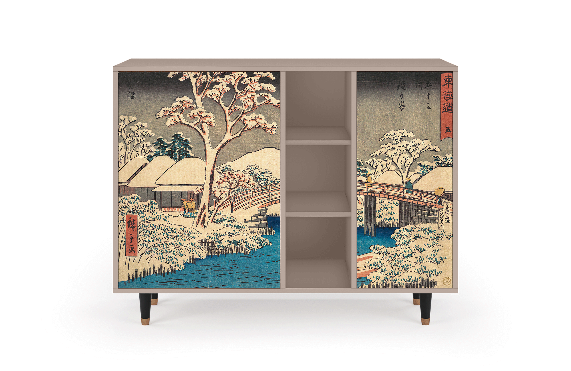 Комод - STORYZ - BS2 Katabira River by Utagawa Hiroshige, 125 x 97 x 48 см, Бежевый - фотография № 2