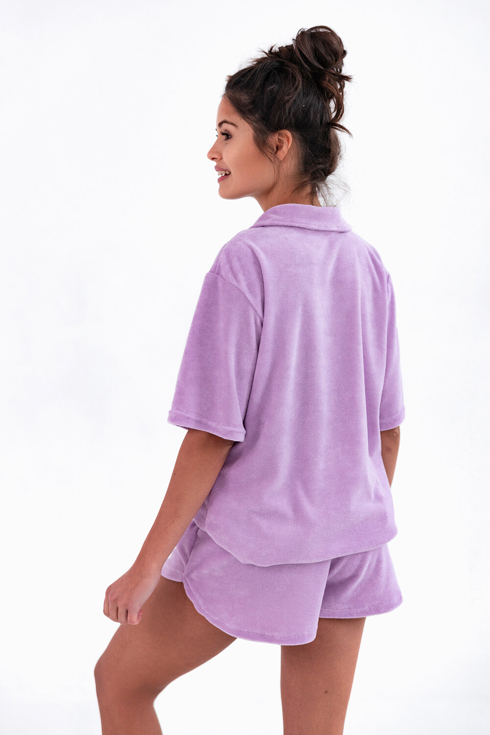 Пижама женская SENSIS Zira, рубашка и шорты, сиреневый (Размер: S) - фотография № 2