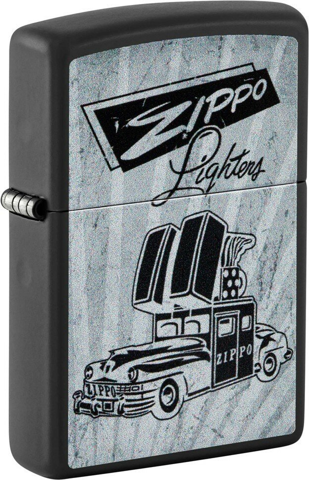 Зажигалка ZIPPO Car Design с покрытием Black Matte, латунь/сталь, черная, 38x13x57 мм - фотография № 1