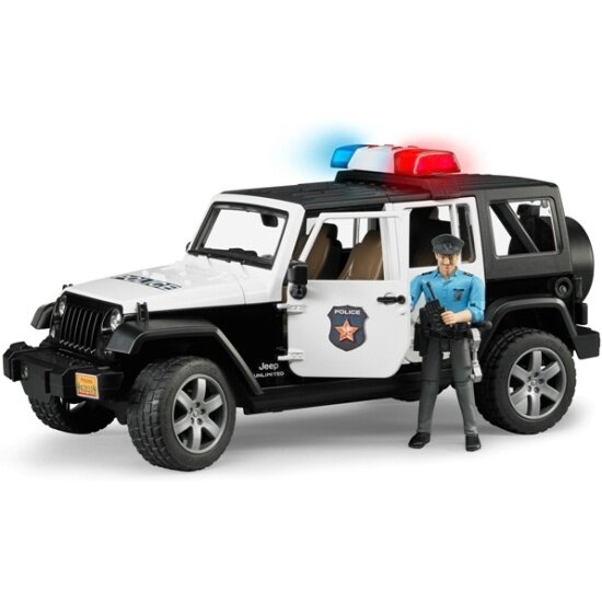 Машинка Bruder Jeep Wrangler Unlimited Rubicon Полиция, с фигуркой 02-526 1:16, 31 см, черный/белый