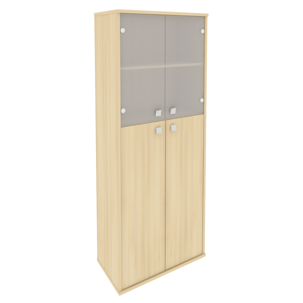 Шкаф для документов высокий широкий (2 средние двери ЛДСП, 2 низкие двери стекло) Style Riva Л. СТ-1.7 Акация Лорка 778х410х1980