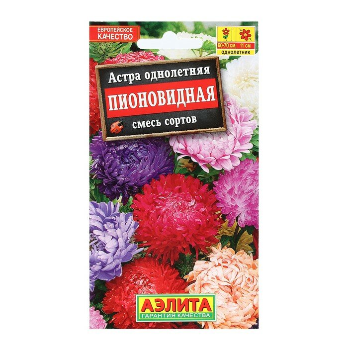 Семена цветов Астра Пионовидная смесь окрасок / по 4 уп