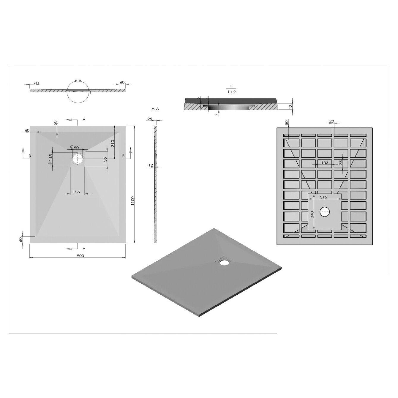 Поддон для душа Vincea из искусственного камня VST-4SR9011W, 1100х 900х25, белый матовый - фотография № 2