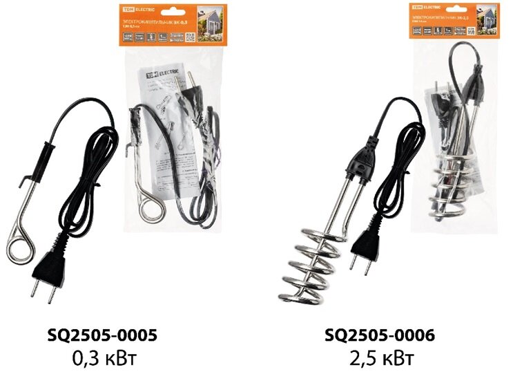 Электрокипятильник ЭК-0,3; 230 В, 0,3 кВт, ТЭН 8,5 см, TDM SQ2505-0005