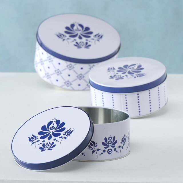 Boltze Набор металлических банок для хранения Royal Delft 14-20 см 3 шт 2003182