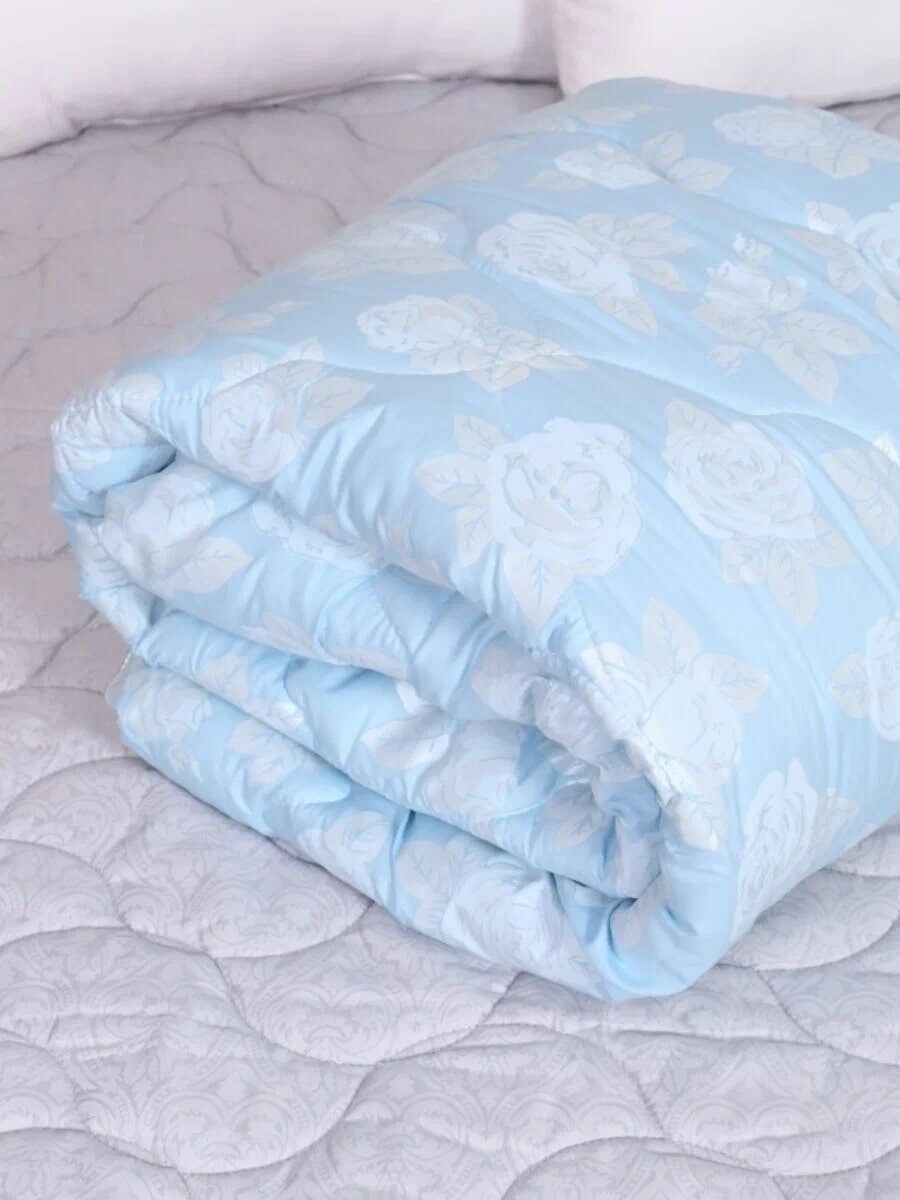 Одеяло Мостекс Лебяжий пух всесезонное, 175 х 210 см, голубой - фотография № 3