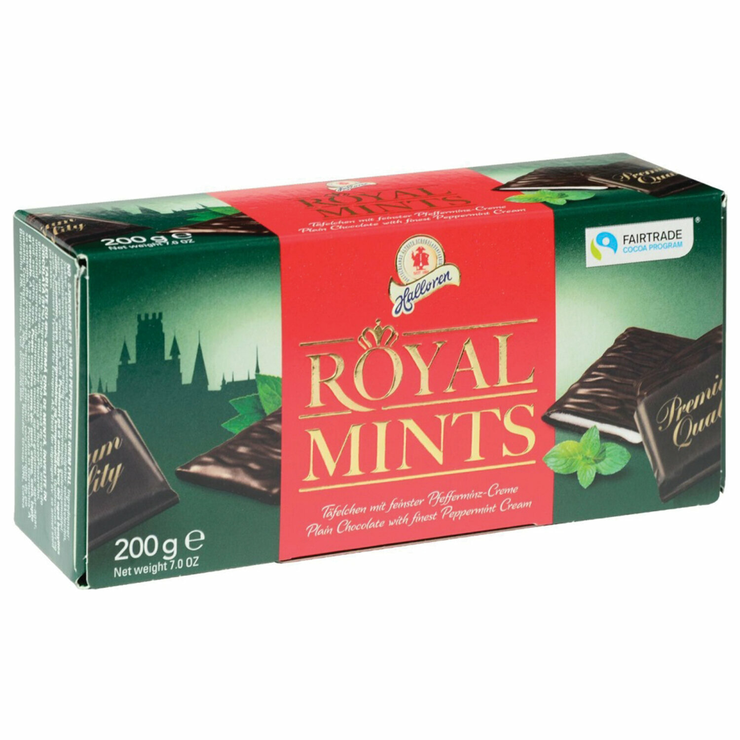 Шоколад порционный HALLOREN "Royal Mints" с мятной начинкой, 200 г, картонная коробка, 40659 - фотография № 2