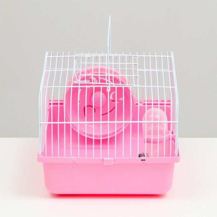 Клетка для грызунов Пижон 27х21х17 см, розовая - фотография № 3