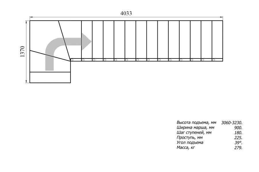 Модульная лестница Фаворит 180 (h 3060-3230, Серый, Сосна, Нержавеющая сталь) - фотография № 3
