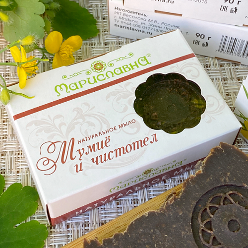 фото Мыло Мумиё с чистотелом от угревой сыпи 90 гр.