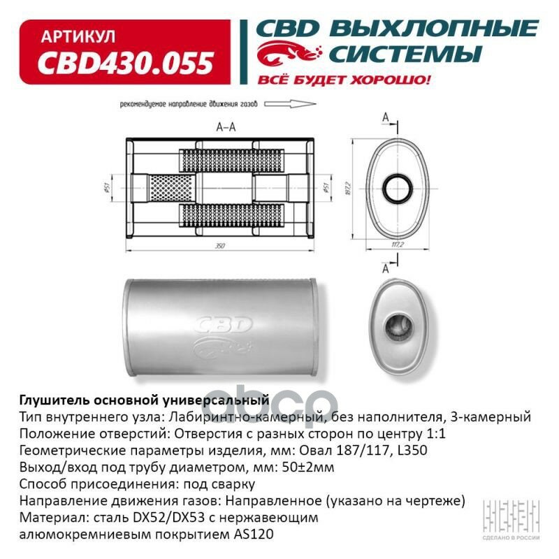 Глушитель Основной Универсальный Cbd Cbd430.055 CBD арт. CBD430055