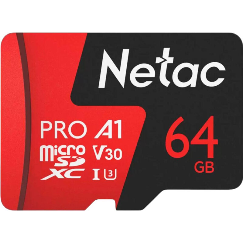 Карта памяти Netac MicroSD card P500 Extreme Pro 64GB retail version w/SD 1 