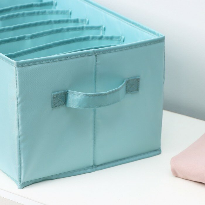 Органайзер для хранения белья «Комфорт», 7 отделений, 36×25×20 см, цвет бирюзовый - фотография № 5