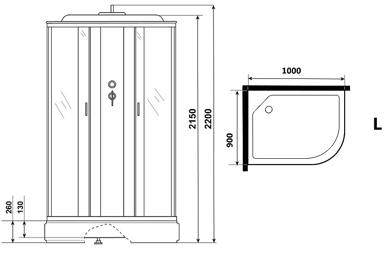 Душевая кабина Niagara Classic 100х90 L NG-33094-14LG с гидромассажем - фотография № 19