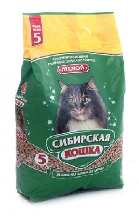 Сибирская кошка Лесной Древесный наполнитель 5л 3,1 кг 26278 (2 шт)