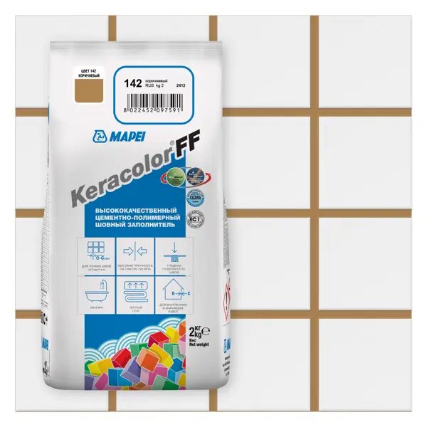 фото Затирка цементная Mapei Keracolor FF 142 цвет коричневый 2 кг