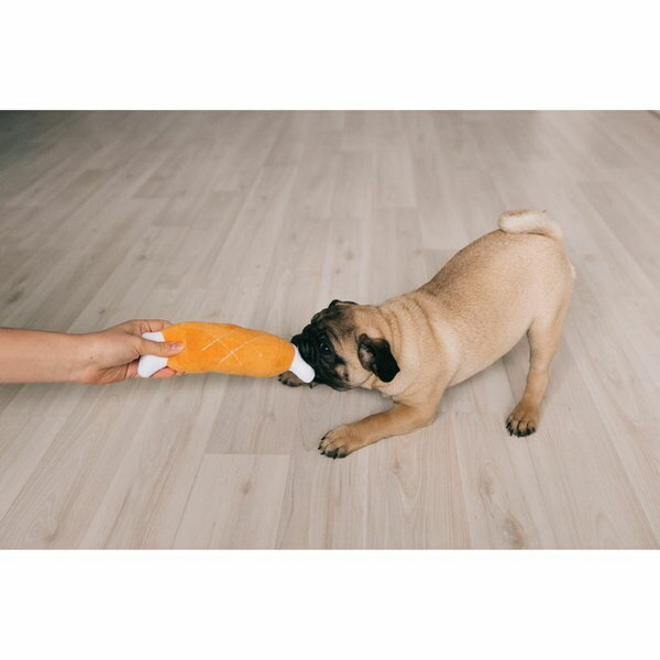 Игрушка для собак "Мягкая косточка" с пищалкой, 19 см, оранжевая - фотография № 7