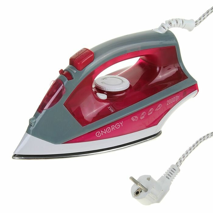 фото Утюг ENERGY EN-328, 2000 Вт, нержавеющая сталь, 350 мл, бордовый