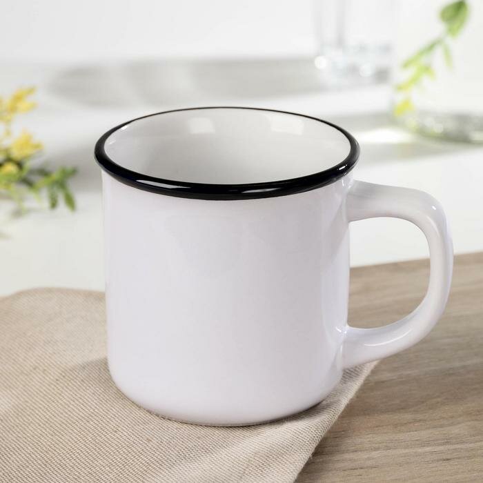 фото Кружка под сублимацию Доляна "Эмаль", 300 мл, 12х9х8,5 см, цвет белый