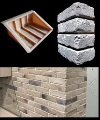 Царский кирпич ZIKAM - угловая полиуретановая форма для бетона, с боковыми стенками. Для литья угловой кирпичной лофт-плитки.