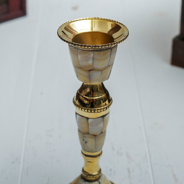 Подсвечник на 1 свечу "Королевский шик" с перламутром 13 см - фотография № 2