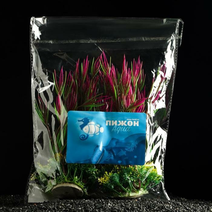 Растение искусственное аквариумное, 22 см, розово-зелёное - фотография № 4