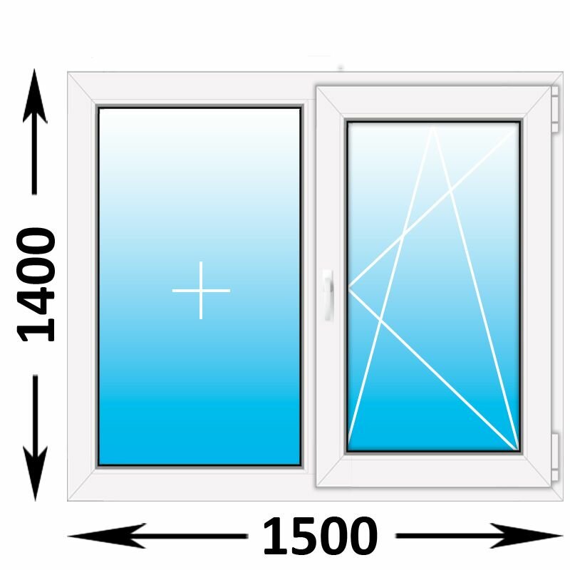 Пластиковое окно Veka WHS двухстворчатое 1500x1400 (ширина Х высота) (1500Х1400)