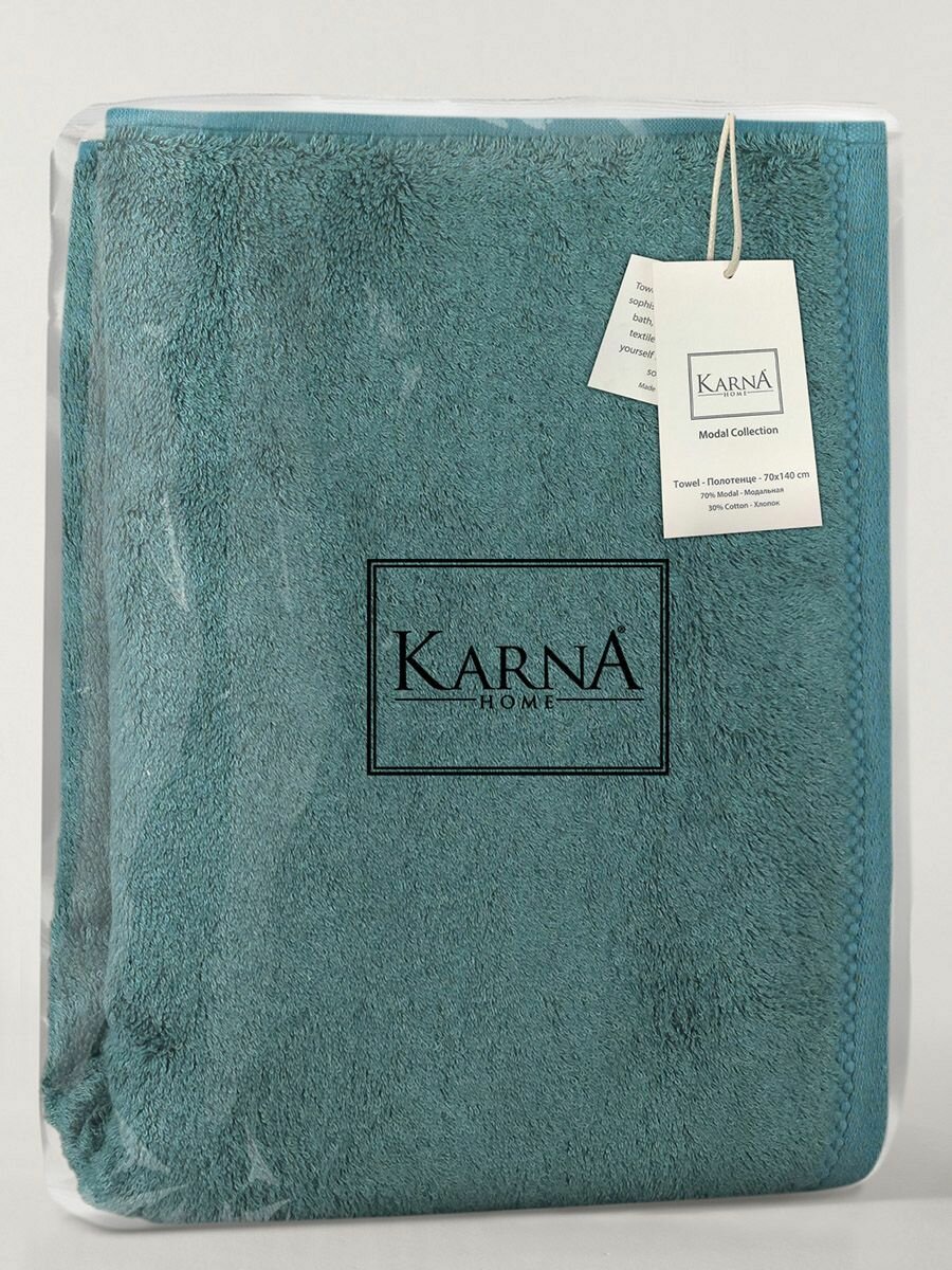 Полотенце махровое "KARNA" AKRA 50х90 см - Зеленый - фотография № 5