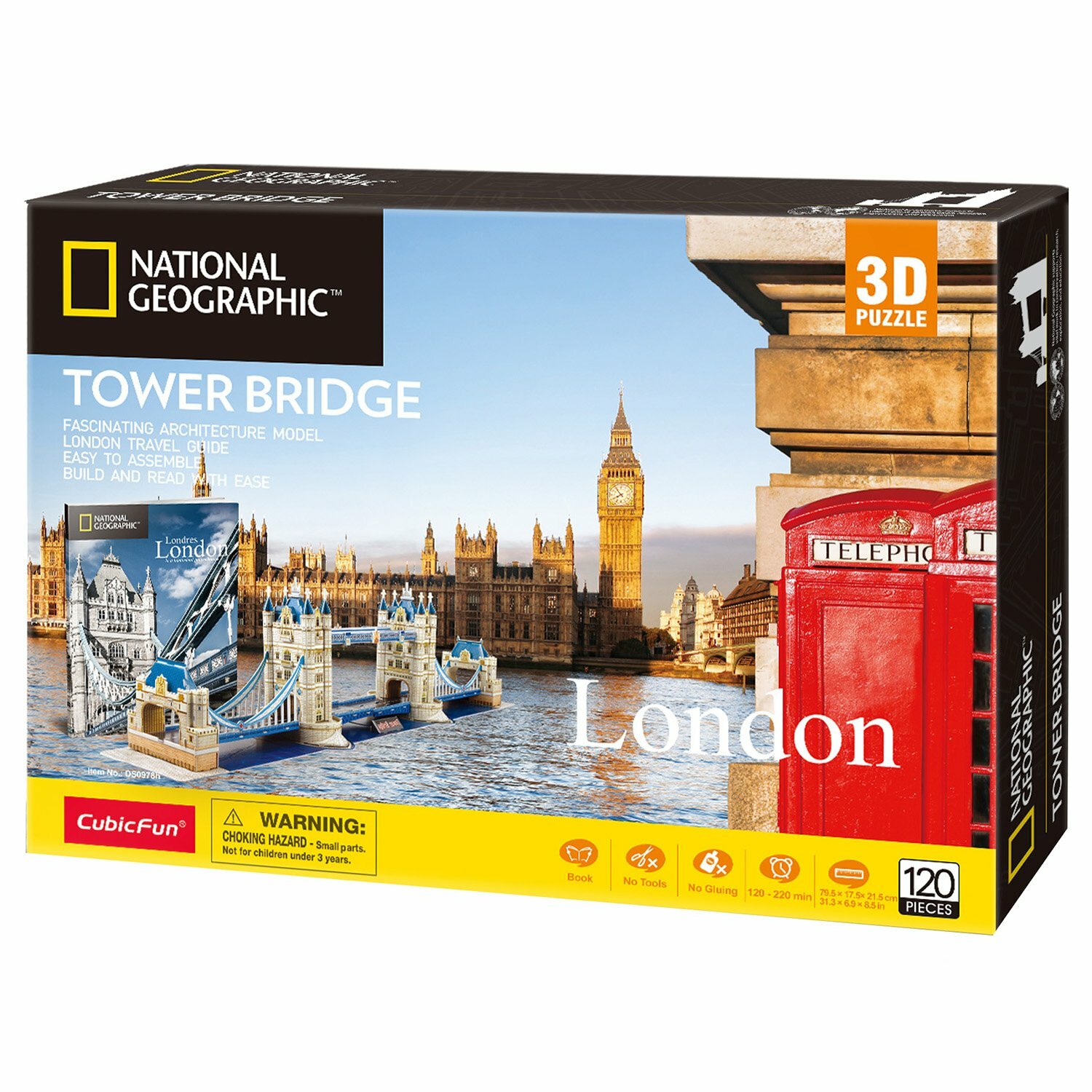 3D пазл CubicFun National Geographic Тауэрский мост, 120 деталей DS0978h