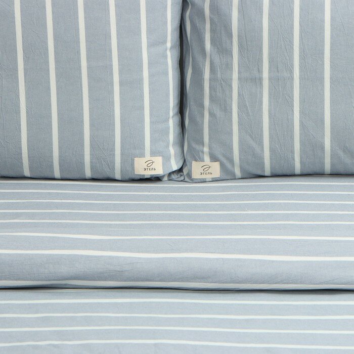 КПБ Этель 2 сп Blue stripe 180*210см,220*240см,50*70-2шт,100%жатый хлопок,140гр/м2 - фотография № 2