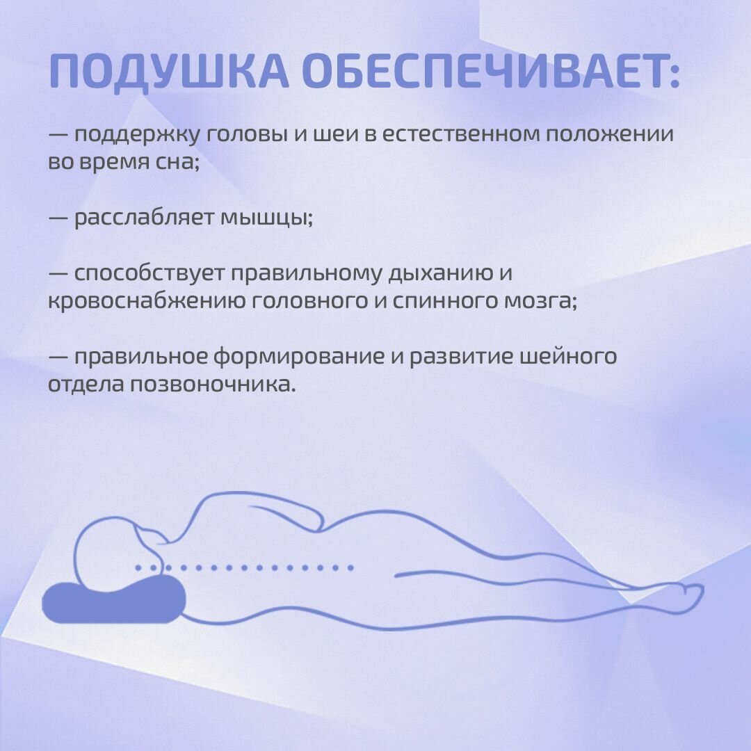 Подушка валик ортопедическая для сна 40х60 см, анатомическая поддерживающая с эффектом памяти, классической формы для шеи под голову - фотография № 7