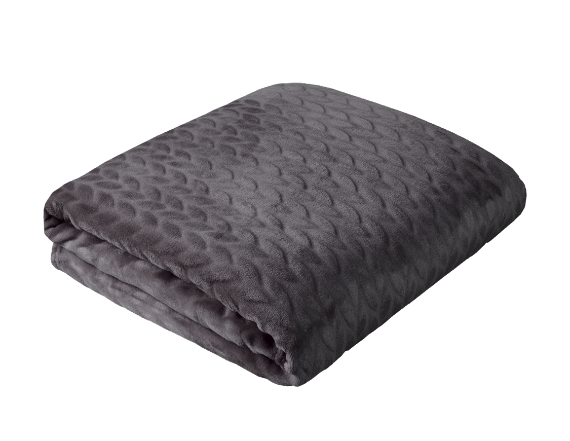 фото Плед Guten Morgen графит фланель листочки, 200 x 220см