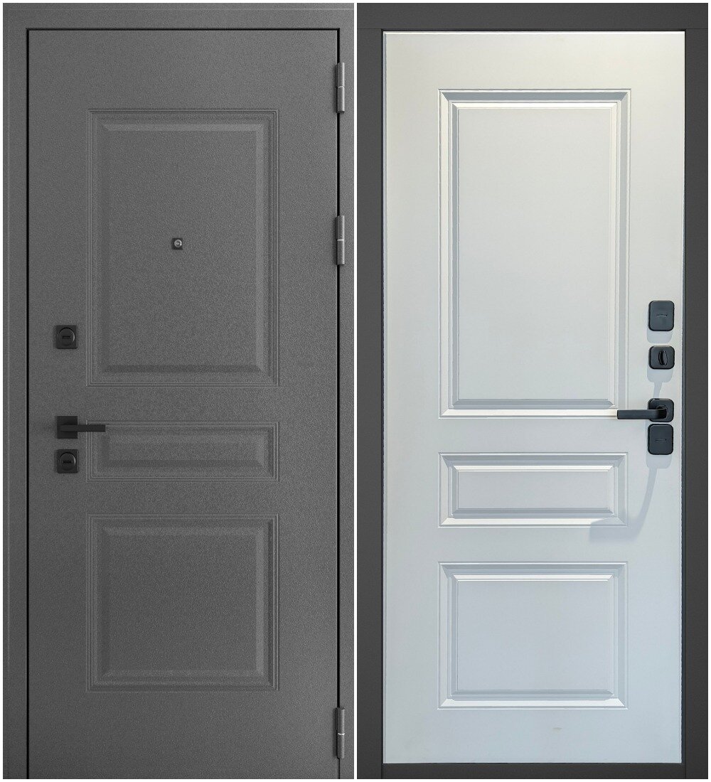 Дверь входная "термо" штамп 3 , букле графит, Оникс - фотография № 1