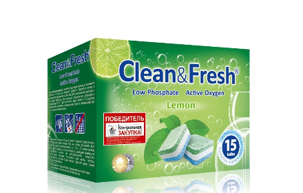 Клин Энд Фреш / Clean&Fresh - Таблетки для посудомоечных машин Лимон 15 шт