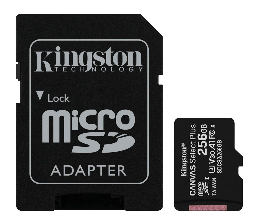 Карта памяти Kingston MicroSDXC 256GB Canvas Select Plus UHS-I U3 V30 A1