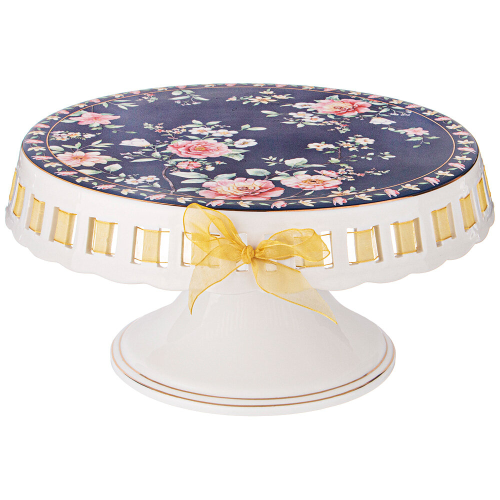 фото Тортовница на ножке Lefard grace 25*14 см синяя (275-1234)