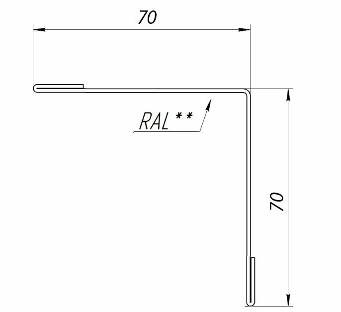 Планка угла внешнего 70х70 мм, 5 штук Цинк 1.25 м угол наружный оцинкованный - фотография № 2
