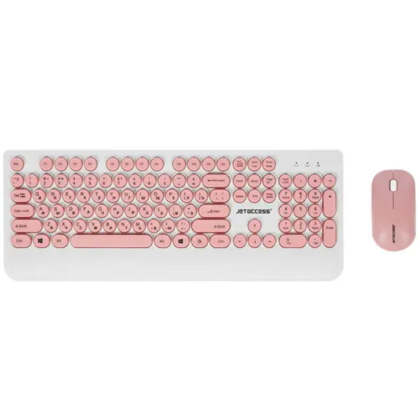 Беспроводная клавиатура Jet.A SlimLine KM39 W, белый-розовый
