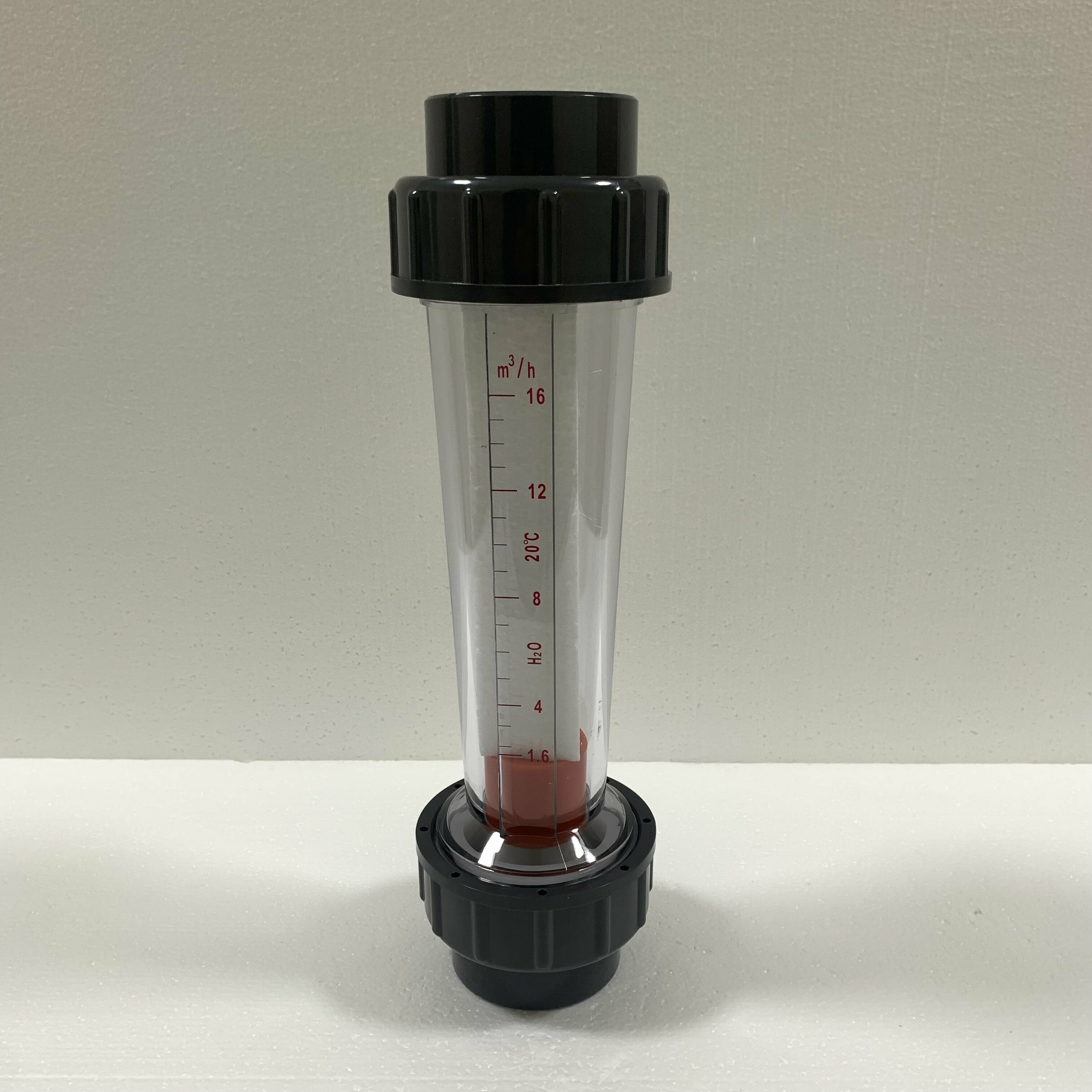 Ротаметр (расходомер) воды LZS-50D, диапазон измерения 1,6-16 м3/час, акриловый корпус, фитинги ПВХ, под клей