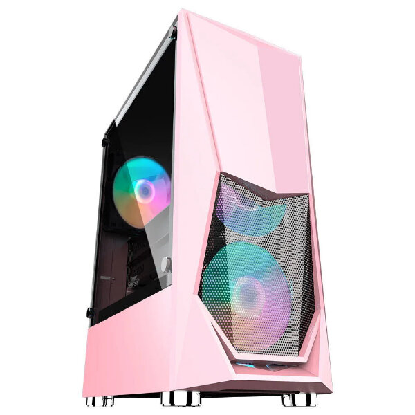 Корпус 1STPLAYER DK-3 PINK / ATX, tempered glass / 3x 120mm LED fans inc. / DK-3-PK-3G6