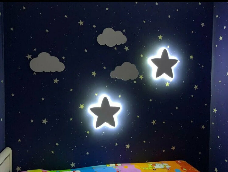 Светильник-ночник "Звезда" 35х35см, с дистанционным управлением, белая подсветка - фотография № 4