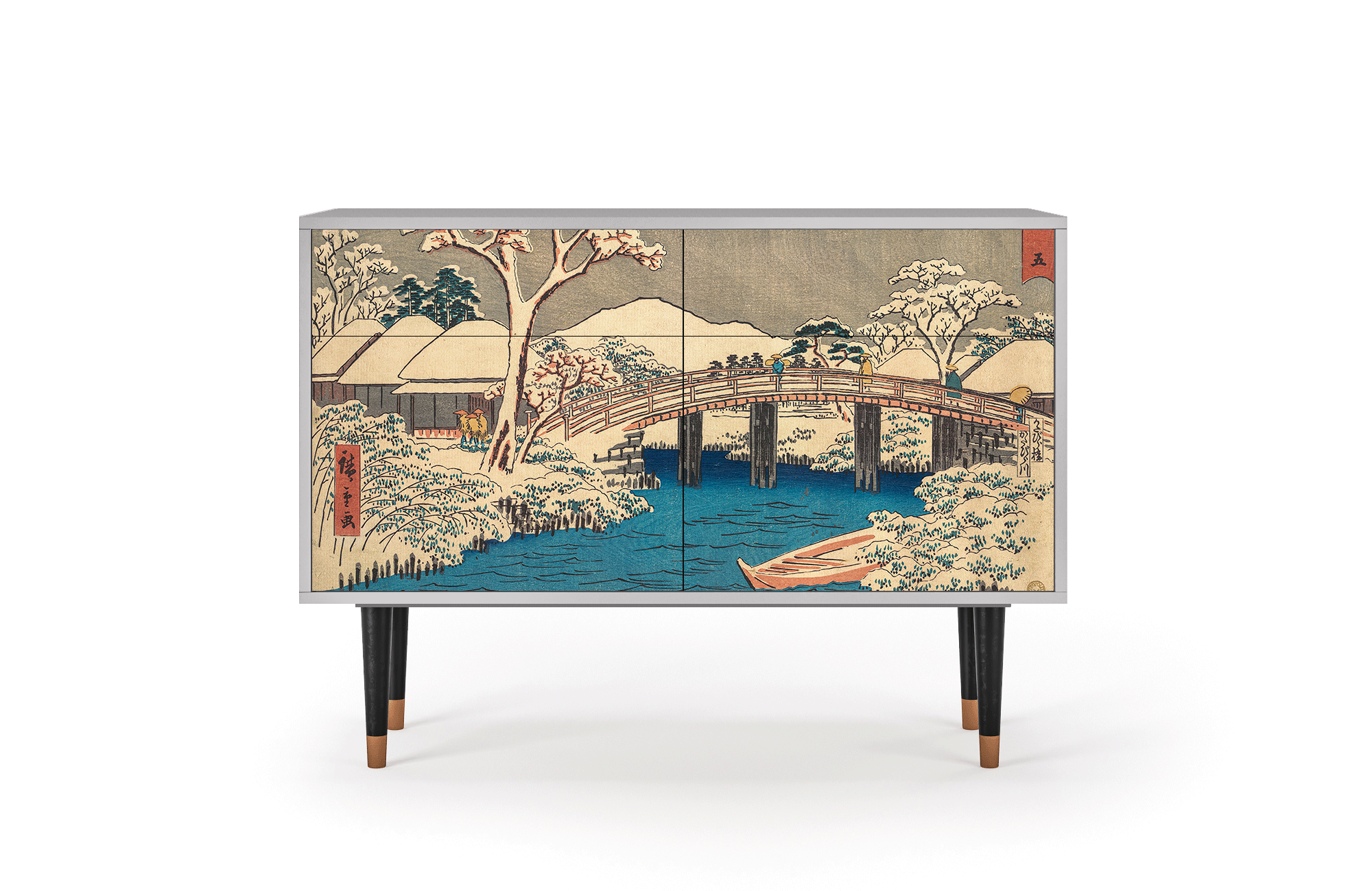 Комод - STORYZ - BS4 Katabira River by Utagawa Hiroshige, 115 x 85 x 48 см, Серый - фотография № 2