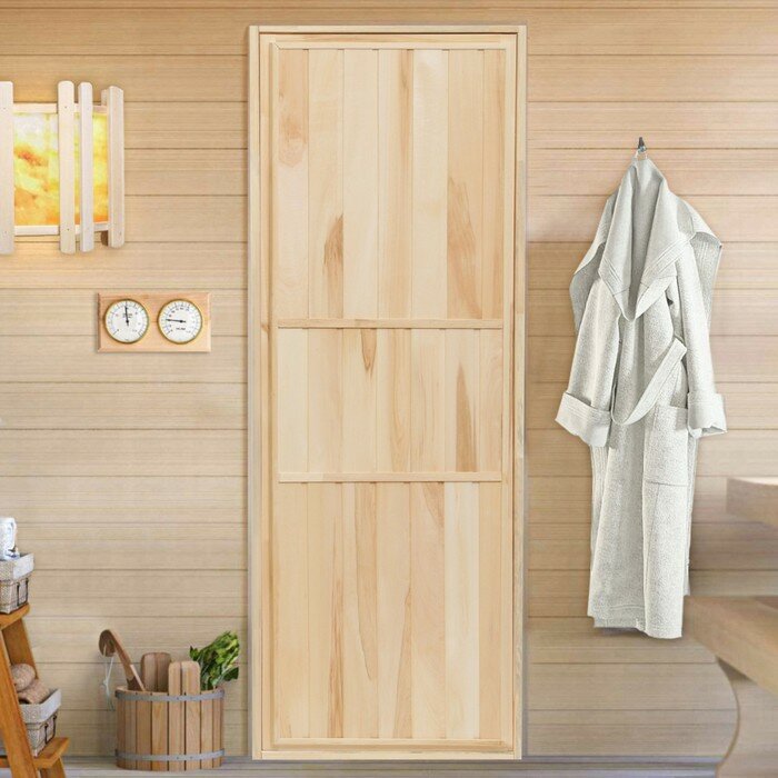 Дверь для бани и сауны "Эконом", липа 190×70см - фотография № 4