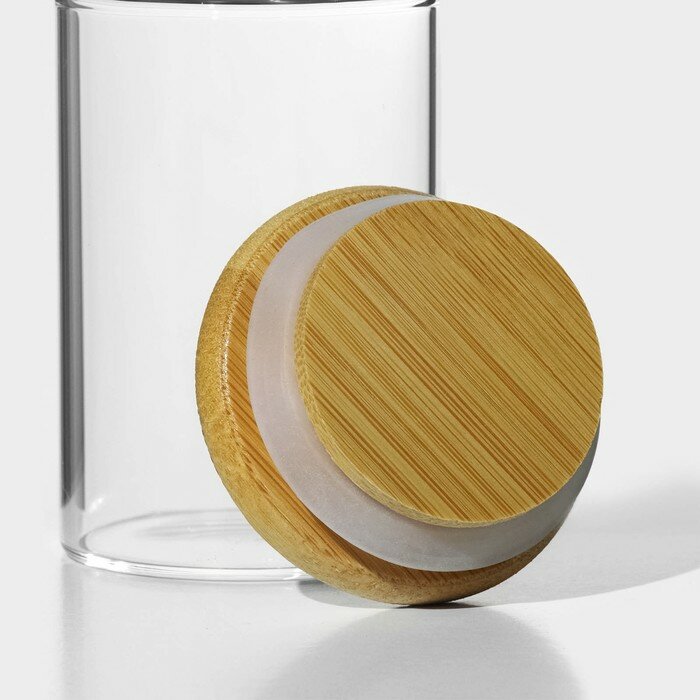Баночка стеклянная для специй с бамбуковой крышкой BellaTenero «Эко» 100 мл, 5×8 см - фотография № 3