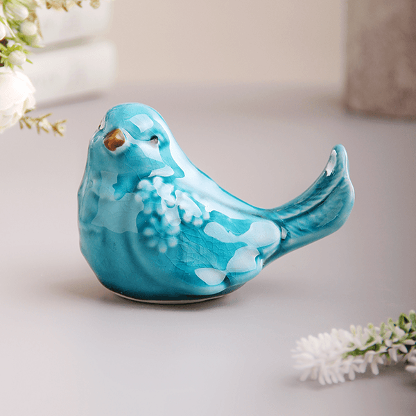фото Фигурка Птичка 10 см Весна бирюзовая смотрит влево