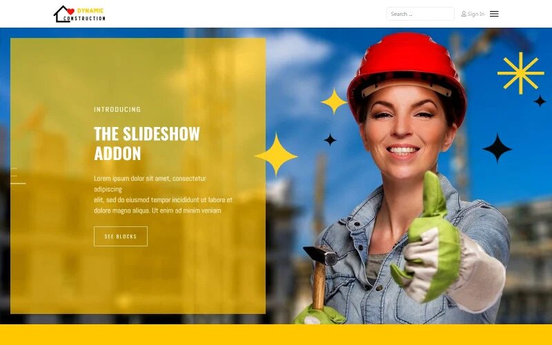 Шаблон Joomla Dynamic Construction Joomla4 Template